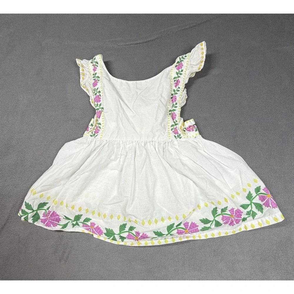 Mini Boden Peplum‎ Top Shirt Girls 6-7 White Cotton Eyelet Floral Embroidered